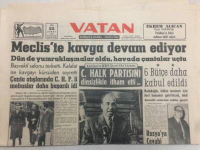 Vatan Gazetesi 25 Şubat 1958 - Mecliste Kavga Devam Ediyor GZ52346 - 1