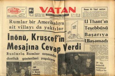 Vatan Gazetesi 25 Şubat 1964 - U Thantın Teşebbüsü Başarıya Ulaşamadı GZ78839 - 1