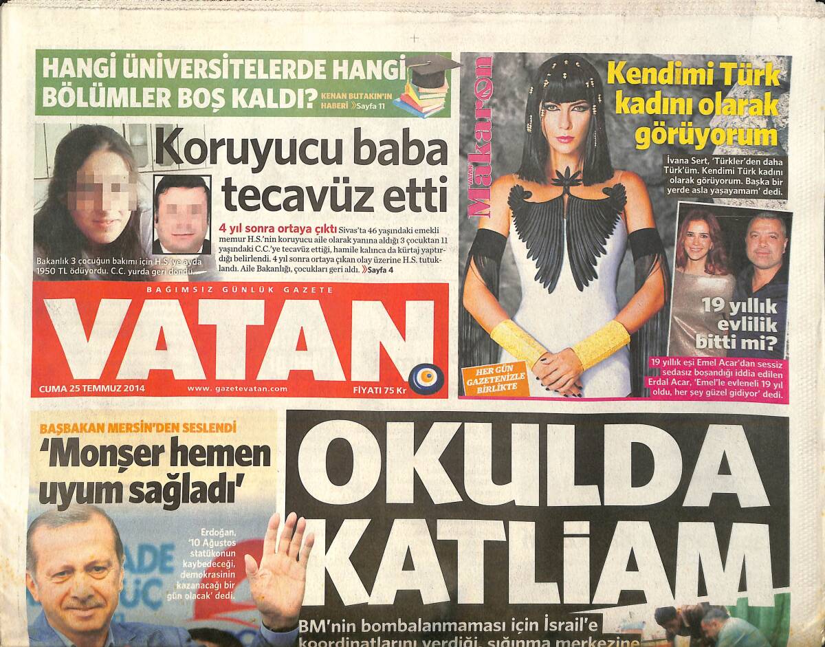 Vatan Gazetesi 25 Temmuz 2014 - Tofaş Ve Renault'dan Üretime Tatil Molası - Erdoğan Mersin'den Seslendi GZ159473 - 1