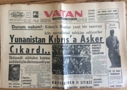 Vatan Gazetesi 26 Ağustos 1964 - Yunanistan Kıbrısa Asker Çıkardı GZ72717 - 2
