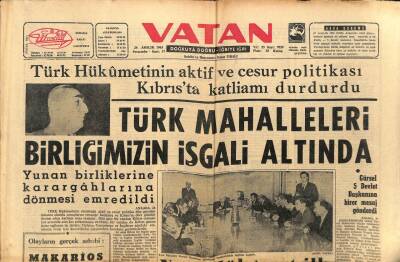 Vatan Gazetesi 26 Aralık 1963 - Türk Mahalleleri Birliğimizin İşgali Altında GZ75050 - 1