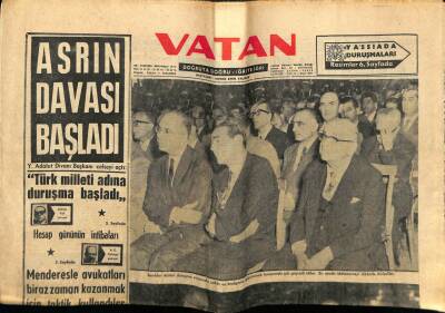 Vatan Gazetesi 26 Ekim 1960 - Asrın Davası Başladı, Adnan Menderes GZ78705 - 1