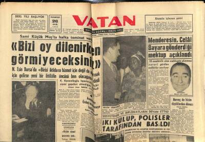 Vatan Gazetesi 26 Eylül 1960 - Adnan Menderesin Celal Bayara Gönderdiği Mektup GZ78890 - 1
