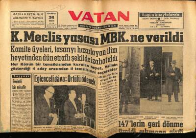 Vatan Gazetesi 26 Kasım 1960 - Eğlenceli Dava Örtülü Ödenek Ve Adnan Menderes GZ78771 - 1
