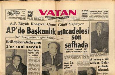 Vatan Gazetesi 26 Kasım 1964 - Vekil Öğretmenler Asil Olabilecek GZ64753 - 2