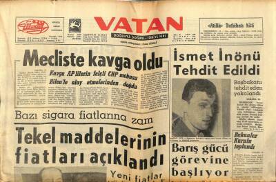 Vatan Gazetesi 26 Mart 1964 - İsmet İnönü Tehdit Edildi GZ78782 - 1