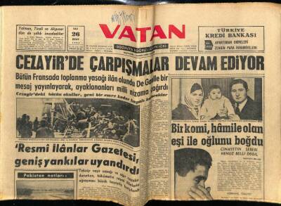 Vatan Gazetesi 26 Ocak 1960 - Cezayirde Çarpışmalar Devam Ediyor GZ78946 - 1