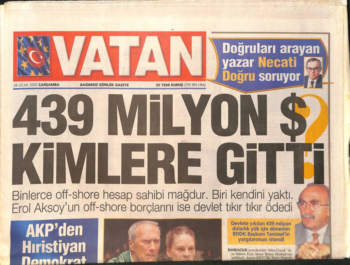 Vatan Gazetesi 26 Ocak 2005 - Hande Yener'e Çete Suçlaması - Boksörle Pilotun Oscar Dönüşü GZ2535 - 1