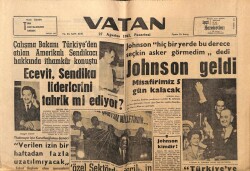 Vatan Gazetesi 27 Ağustos 1962 - Johnson Geldi,5 Gün Kalacak GZ64847 - 2