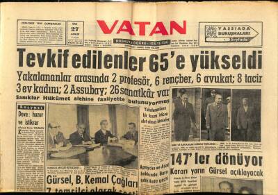 Vatan Gazetesi 27 Aralık 1960 - Ahmet Yıldız İstifa Etti GZ78853 - 1