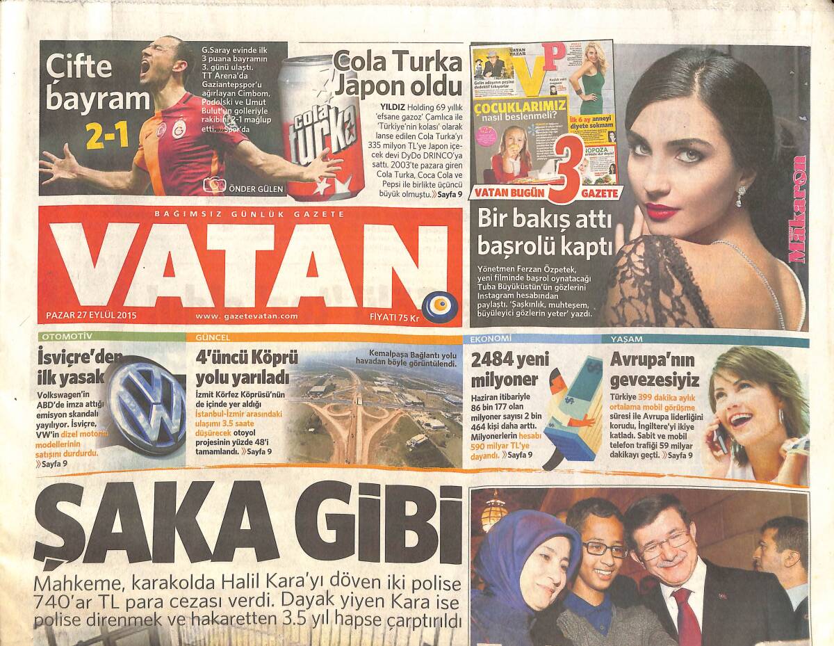 Vatan Gazetesi 27 Eylül 2015 - Ağabeye Son Bakış - Kemal Kılıçdaroğlu: 'Bu Politika 180 Derece Değişmeli' GZ135855 - 1