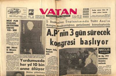 Vatan Gazetesi 27 Kasım 1964 - Yurdumuzda Her Yıl 10 Bin Anne Ölüyor GZ64752 - 2