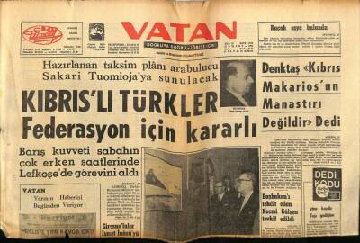 Vatan Gazetesi 27 Mart 1964 - Kıbrıslı Türkler Federasyon İçin Kararlı GZ78781 - 1