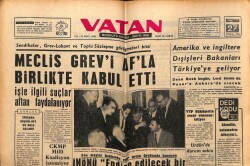 Vatan Gazetesi 27 Nisan 1963 - Meclis Grevi Afla Birlikte Kabul Etti GZ64875 - 1