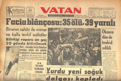 Vatan Gazetesi 27 Ocak 1959 - Sinemada Facia Bilançosu 35 Ölü , 39 Yaralı GZ86163 - 1