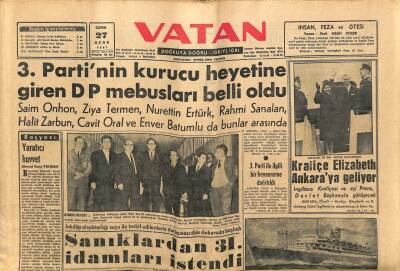 Vatan Gazetesi 27 Ocak 1961 - 3. Partinin Kurucu Heyetine Giren DP Mebusları Belli Oldu GZ64584 - 2