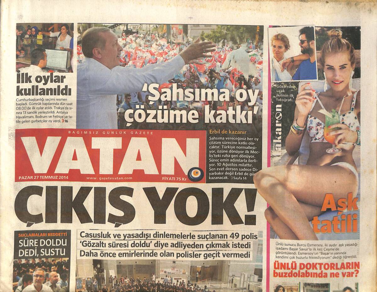 Vatan Gazetesi 27 Temmuz 2014 - Hagi : Türkiye'de Çok Para Var - Galataport Gün Yüzüne Çıktı GZ159516 - 1
