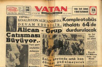 Vatan Gazetesi 28 Ağustos 1963 - Komple Otobüs İthalatı 64de Durdurulacak GZ91048 - 1