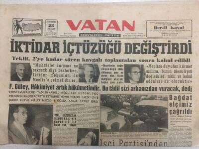 Vatan Gazetesi 28 Aralık 1957 - İktidar İç Tüzüğü Değiştirdi GZ52342 - 1