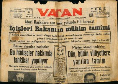 Vatan Gazetesi 28 Eylül 1947 - Çörçil Rusyaya Hücum Ediyor GZ78765 - 1
