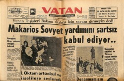 Vatan Gazetesi 28 Eylül 1964 - Makarios Sovyet Yardımını Şartsız Kabul Etti GZ64739 - 1