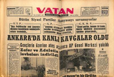 Vatan Gazetesi 28 Mart 1963 - Ankarada Kanlı Kavgalar Oldu GZ64807 - 2