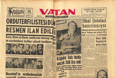 Vatan Gazetesi 29 Ağustos 1958 - Gülhane Parkı Sükunete Kavuşuyor - Kağıdın Fiyatı Tonda Ancak 350 Lira İndi GZ91075 - 1