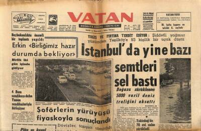 Vatan Gazetesi 29 Eylül 1964 - İstanbulda Bazı Semtleri Sel Bastı GZ64738 - 1