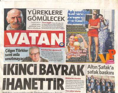 Vatan Gazetesi 29 Eylül 2013 - Tuncel Kurtiz Yüreklere Gömülecek GZ104413 - 1