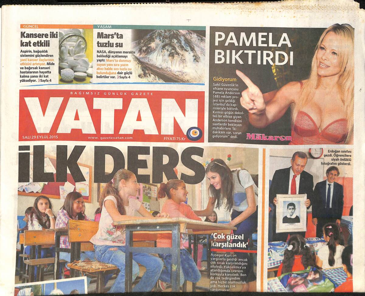 Vatan Gazetesi 29 Eylül 2015 - 230 Bin Suriyeli Ders Başı Yaptı - Almanya'da Gündem Gomez GZ159508 - 1