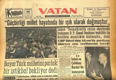 Vatan Gazetesi 29 Kasım 1958 - Bayar Türk Milletini Parlak Bir İstikbal Bekliyor Dedi GZ86111 - 1