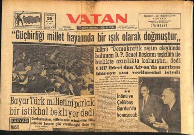 Vatan Gazetesi 29 Kasım 1958 - Bayar Türk Milletini Parlak Bir İstikbal Bekliyor Dedi GZ91459 - 1