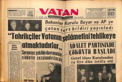 Vatan Gazetesi 29 Mart 1963 - Adalet Partisinde Çöküntü Başladı GZ64806 - 1