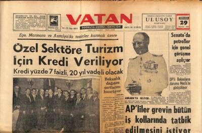 Vatan Gazetesi 29 Mayıs 1963 - Ege , Marmara Ve Antalyada Tesisler Kurmak Üzere Özel Sektöre Turizm İçin Kredi Veriliyor GZ90497 - 1