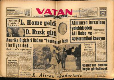 Vatan Gazetesi 29 Nisan 1963 - Alparslan Türkeş Huzur Derneği Kuruyor GZ64873 - 2