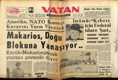 Vatan Gazetesi 29 Ocak 1964 - Makarios Doğu Blokuna Yaklaşıyor GZ78981 - 1