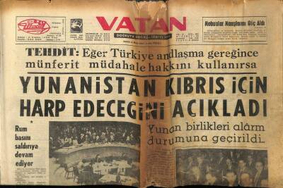 Vatan Gazetesi 29 Şubat 1964 - Yunanistan Kıbrıs İçin Harp Edeceğini Açıkladı GZ78835 - 1
