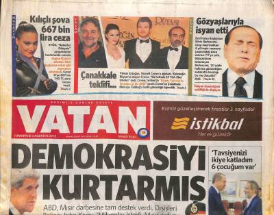 Vatan Gazetesi 3 Ağustos 2013 - G. Kurmay Suriyeye Açılan Ateş İçin Bu Tabiri İlk Kez Kullandı Yoğun Makineli Atışı GZ106757 - 1