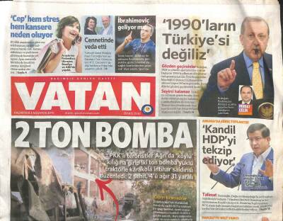 Vatan Gazetesi 3 Ağustos 2015 - Devlet Bahçeli , Kadir İnanırı Hedef Aldı GZ106751 - 1