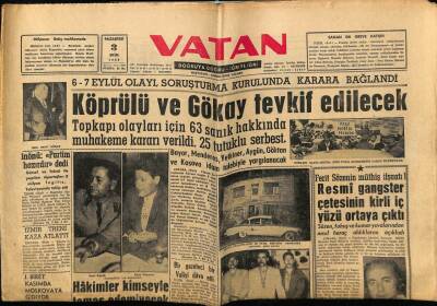 Vatan Gazetesi 3 Ekim 1960 - Fuat Köprülü Tevkif Edilecek GZ78716 - 1
