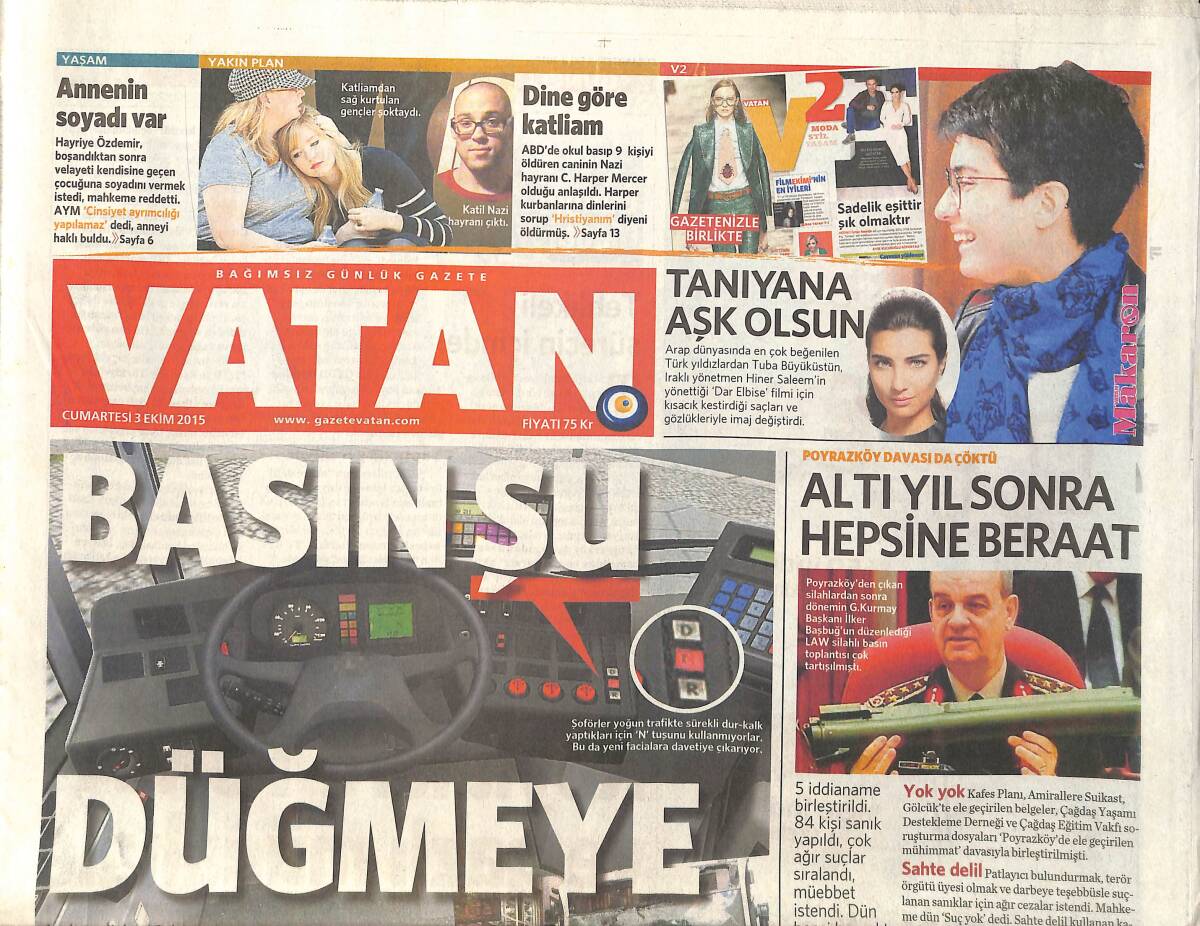Vatan Gazetesi 3 Ekim 2015 - Silvan'da Sokak Sokak Temizlik ! - İstanbul'da HDP'li 4 İlçe Başkanına Gözaltı GZ159488 - 1