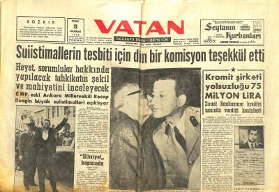 Vatan Gazetesi 3 Haziran 1960 - Kromit Şirketi Yolsuzluğu 75 Milyon Lira GZ105601 - 1