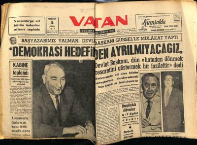 Vatan Gazetesi 3 Kasım 1960 - Köylü Borçlarını Taksitle Ödeyecek GZ78883 - 1
