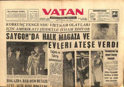 Vatan Gazetesi 3 Kasım 1963 - Saygonda Halk Mağaza Ve Evleri Ateşe Verdi GZ103300 - 2