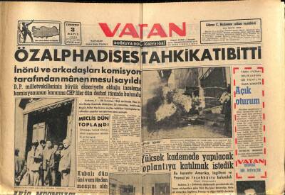 Vatan Gazetesi 3 Mayıs 1958 - Margarete Suikastten Korkuluyor - Özalp Hadisesi Tahkikatı Bitti GZ90407 - 1