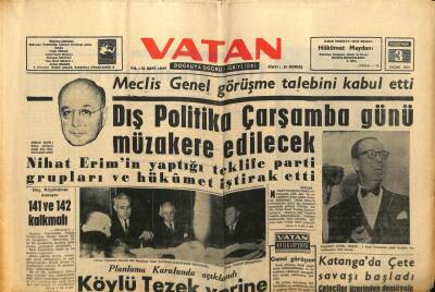 Vatan Gazetesi 3 Ocak 1963 - Köylü Tezek Yerine Linyit Yakacak GZ78759 - 1