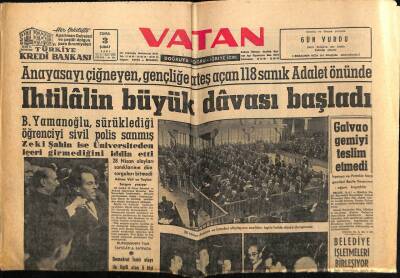 Vatan Gazetesi 3 Şubat 1961 - İhtilalin Büyük Davası Başladı GZ64627 - 2