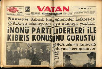 Vatan Gazetesi 3 Şubat 1964 - İsmet İnönü Kıbrıs Konusunu Görüştü GZ89221 - 1