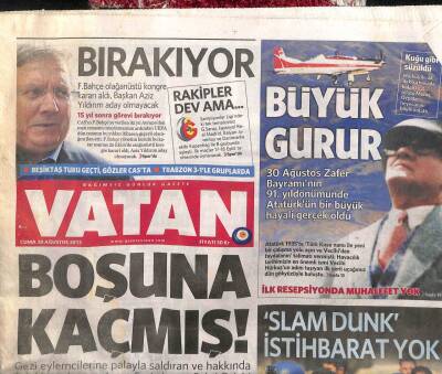 Vatan Gazetesi 30 Ağustos 2013 - Slam Dunk İstihbarat Yok GZ107055 - 1