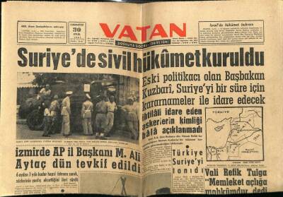 Vatan Gazetesi 30 Eylül 1961 - Suriyede Sivil Hükümet Kuruldu GZ78738 - 1